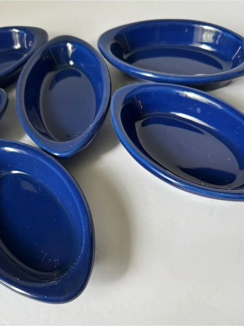 Ceramic Dishes 6.5” x 3.5” Set Of 6 Sauce Casserole Cobalt Blue Oval Dish NEW